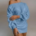 thumbnail image 2 of gakvbuo Off Shoulder Sweater Dress For Women Fall Fashion 2023 Oversized Knit Dress Chunky Pullover Jumper Long Sleeve Crewneck Sexy Loose Pullover Knit Sweater Tops, 2 of 4