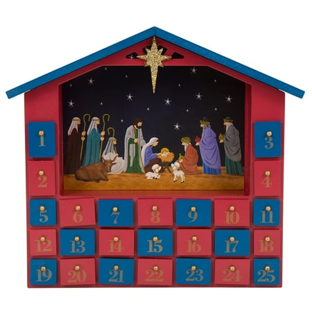 Glitzhome Countdown to Christmas Wooden House Nativity Advent Calendar, (Best Christmas Advent Calendar)