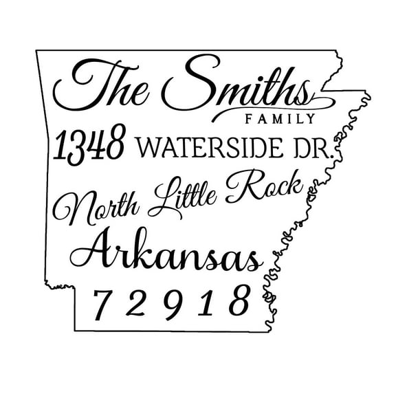 Personalized Arkansas Map Return Address Stamp Custom Self Inking Rubber Stamp Family/ Business Address