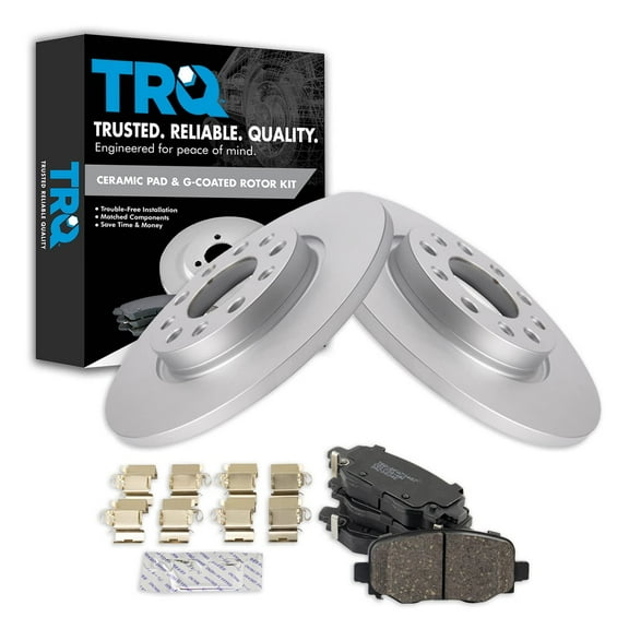 TRQ Rear Brake Pad & Rotor Kit Brake Pads Brake Rotor Ceramic Premium G-Coated Fits Select 2015-2017 Chrysler 200 2014-2021 Jeep Cherokee