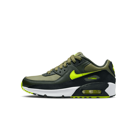NIKE GRADE SCHOOL Air Max 90 Leather GS "Medium Olive Volt" DV3607 200 DV3607 200 from Stadium Goods
