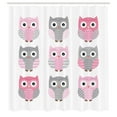 thumbnail image 2 of Ambesonne Pink and Grey Shower Curtain, Owl Animals, 69"Wx84"L, Blush Grey, 2 of 4