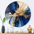 thumbnail image 3 of Designart "Deep Blue and Gold Strokes V III" Fractals Oversized Wall Clock, 3 of 5