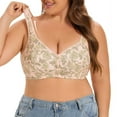 thumbnail image 5 of KHONTS Plus Size Push up Bras for Women Front Close Floral Printed Wireless Elegant Bra Soft Comfy High Supportive Bralettes Beige 36, 5 of 6