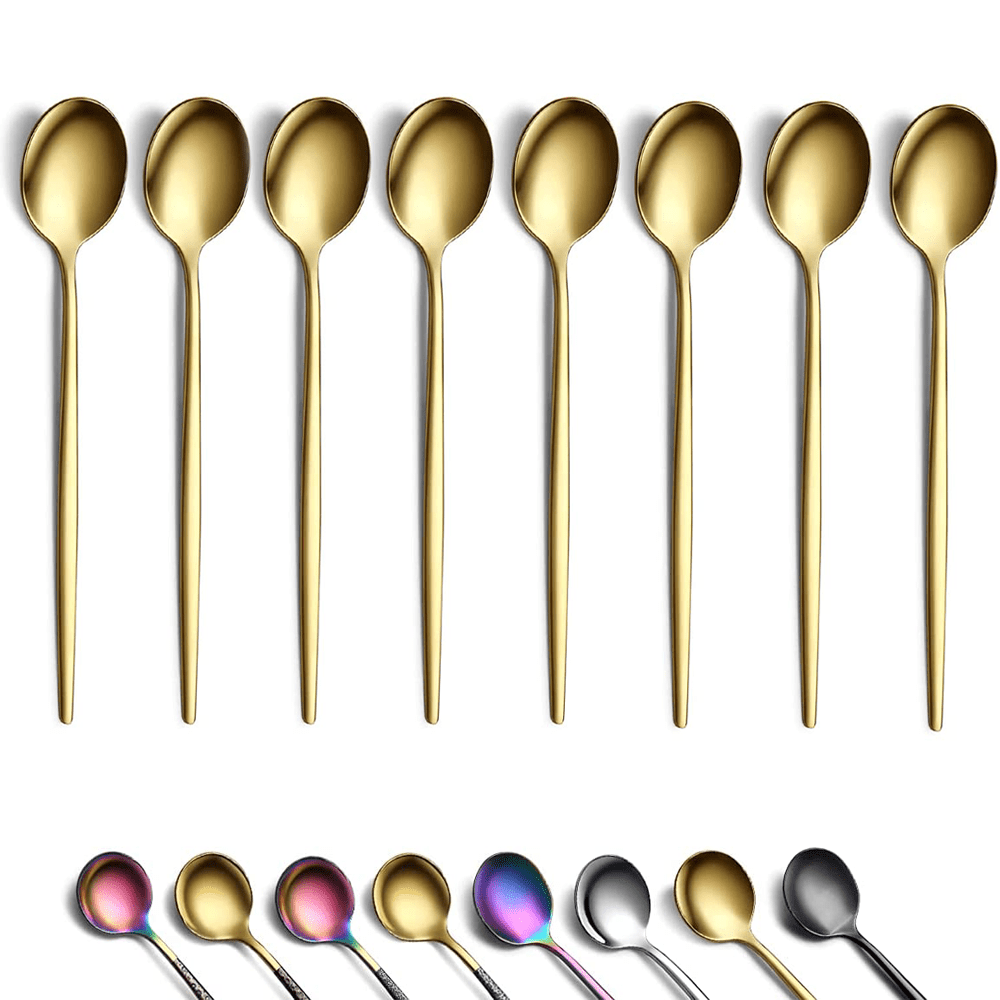 ReNea Gold Coffee Spoons 8pcs Small Stainless Steel Mini Demitasse