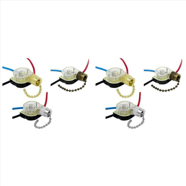 Paquete de 6 Interruptores de Luz de Ventilador de Techo ZE-110 Interruptor Ventilador Interruptor de Ventilador Velocidad de 3 Vías Interruptor Cadena Tracción de Techo Reemplazo