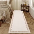 thumbnail image 2 of Nanan 2'x6' Scalloped Runner rug Solid Minimalism Carpet, Washable Rug Non-Slip Low-Pile Indoor Mat for Hallway Bedroom Kitchen, Beige, 2 of 6