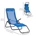 thumbnail image 3 of Outsunny Foldable Patio Lounge Chair, Outdoor Beach Lounger with Breathable Mesh Fabric, Zero Gravity Chair with Reclining, Footrests, and Armrests, for Garden, Pool, Blue, 3 of 9