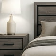 thumbnail image 5 of Kings Brand Furniture 3-Piece Deep Gray Finish with Tapered Legs & Matte Black Hardware Bedroom Set – Wood Bed Frame with 1 Nightstand (King), 5 of 5