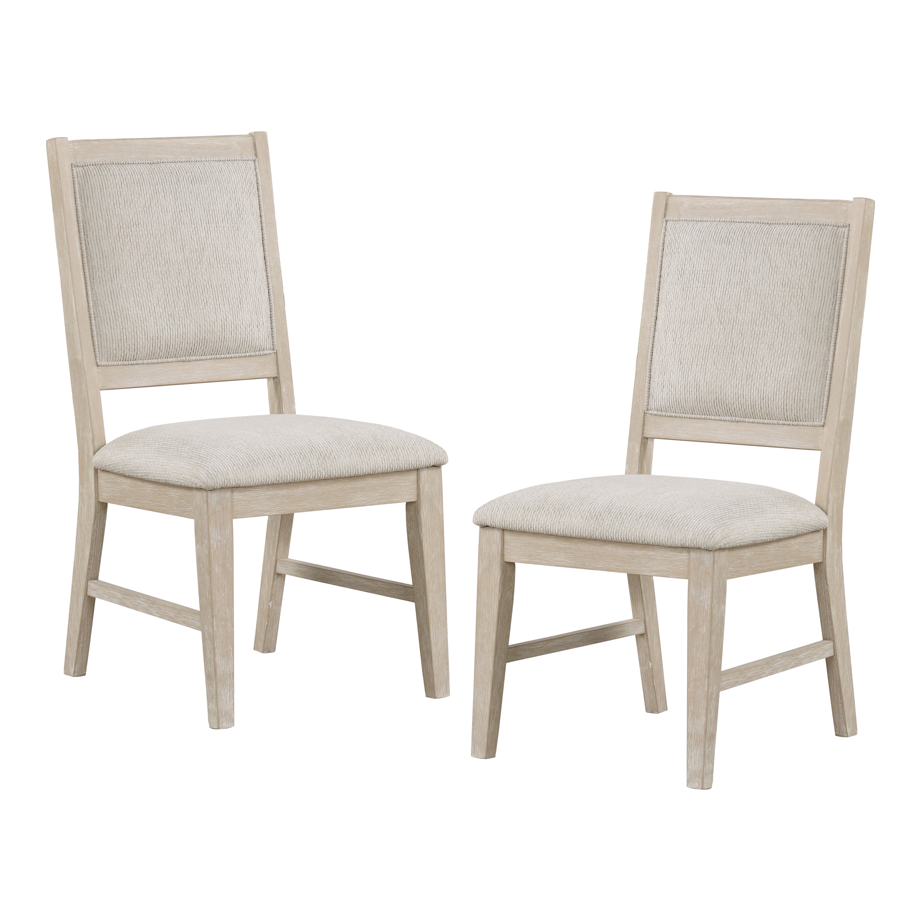 Furniture of America Don Transitional Upholstered Dining Chairs, Light Oak (Set of 2)
