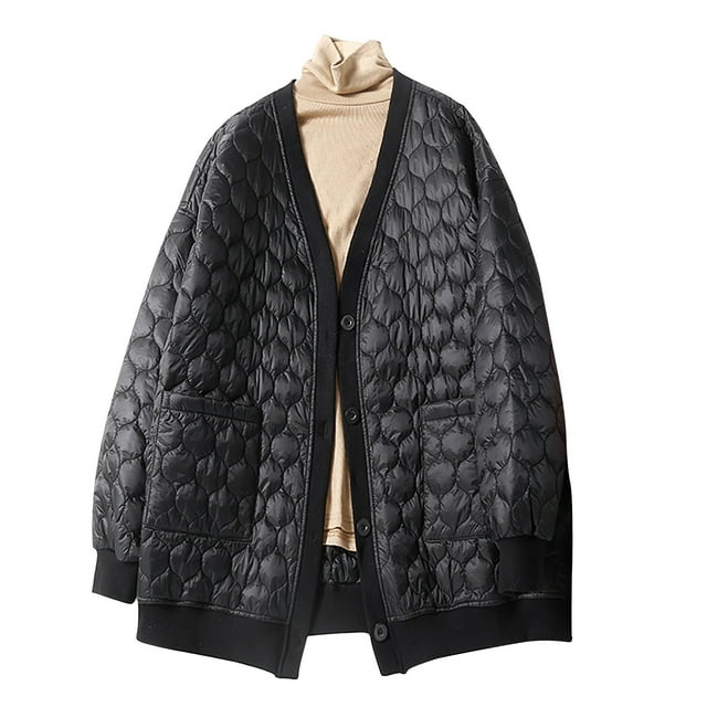 LSLJS Mode Femmes Cardigan Uni à Col Montant Veste en Duvet Manteau Rembourré
