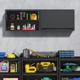 thumbnail image 2 of Metal Wall Cabinets, Garage Wall Cabinet with Up-Flip Door, 19.7" H Wall Mounted Metal Storage Cabinet for Kitchen,Garage,Basement,Ware House Assembly Required (Black 31.5" W), 2 of 9