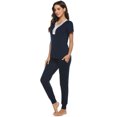 thumbnail image 4 of Purcoar Women's Short Sleeve Pajamas Set Lace Stitching Top + Trousers Suit, 4 of 9