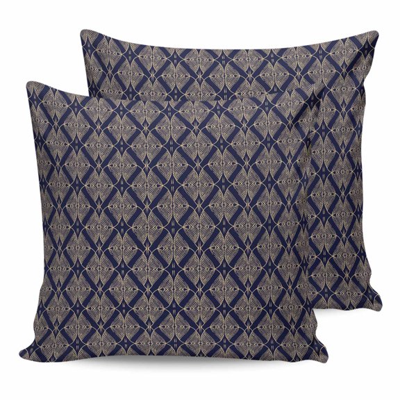 Outdoor Pillow Covers Pack of 2, Navy Blue Gold Geometric Pattern Waterproof Throw Pillowcase Cushion Cases, Retro Abstract Art Decorative Pillow Cover for Couch Sofa Home Bed Patio