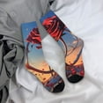 thumbnail image 5 of Gukieu Sunset Rose Elegance Print Contrast Color Mid-calf Socks, Sweat-wicking Athletic Socks, Unisex Clothing Accessories, 5 of 6