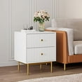 thumbnail image 4 of FURNIWAY White 25" Nightstand with 2 Drawers Gold Legs Modern Bedside Table for Bedroom, 4 of 7