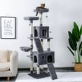 thumbnail image 2 of 2021 Newest Upgrade Cat Tree with 2 Condos and 2 Perches, Multi-Level Cat Activity Tree Tower Luxury Condos with Scratching Posts, Plush Basket, for Ragdoll, Oriental Cat, American Curl, Grey, S12018, 2 of 8