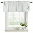 thumbnail image 2 of Blue Spring Floral Valances for Windows, Decorative Rod Pocket Window Valance Curtains, Watercolor Teal Plaid Summer Botanical Short Curtain Drapes for Kitchen/Living Room, 2 Panels, 60" W x 18" L, 2 of 8