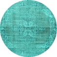 thumbnail image 1 of Ahgly Company Machine Washable Indoor Round Persian Turquoise Blue Traditional Area Rugs, 7' Round, 1 of 4