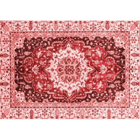 Ahgly Company Machine Washable Indoor Rectangle Abstract Red Modern Area Rugs, 2' x 5'