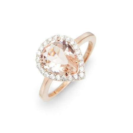 Morganite Pear Cut Rose Gold Engagement Ring