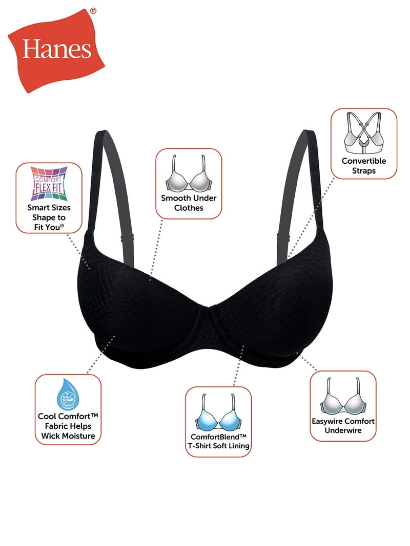 Hanes Women's ComfortFlex Fit Easywire T-Shirt Bra, Style MHG582