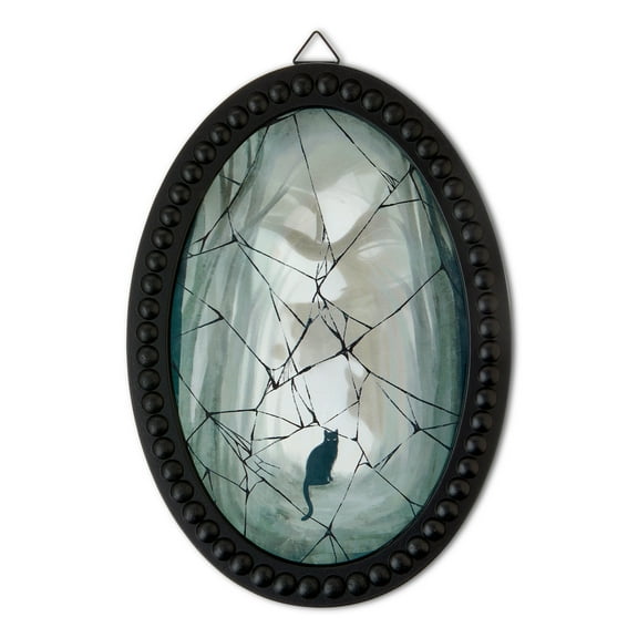 Black Cat Beaded Framed Wall Decor, Multicolor, 12.6" x 9.06", Halloween by Way To Celebrate