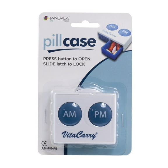 VitaCarry AM/PM Pill Organizer with Push Button and Lock