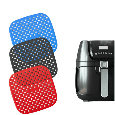 Reusable Air Fryer Liners 3 Pack for 5QT or Bigger - 8.5" Square Silicone Airfryer Liner - Easy Clean Air Fryer Accessories