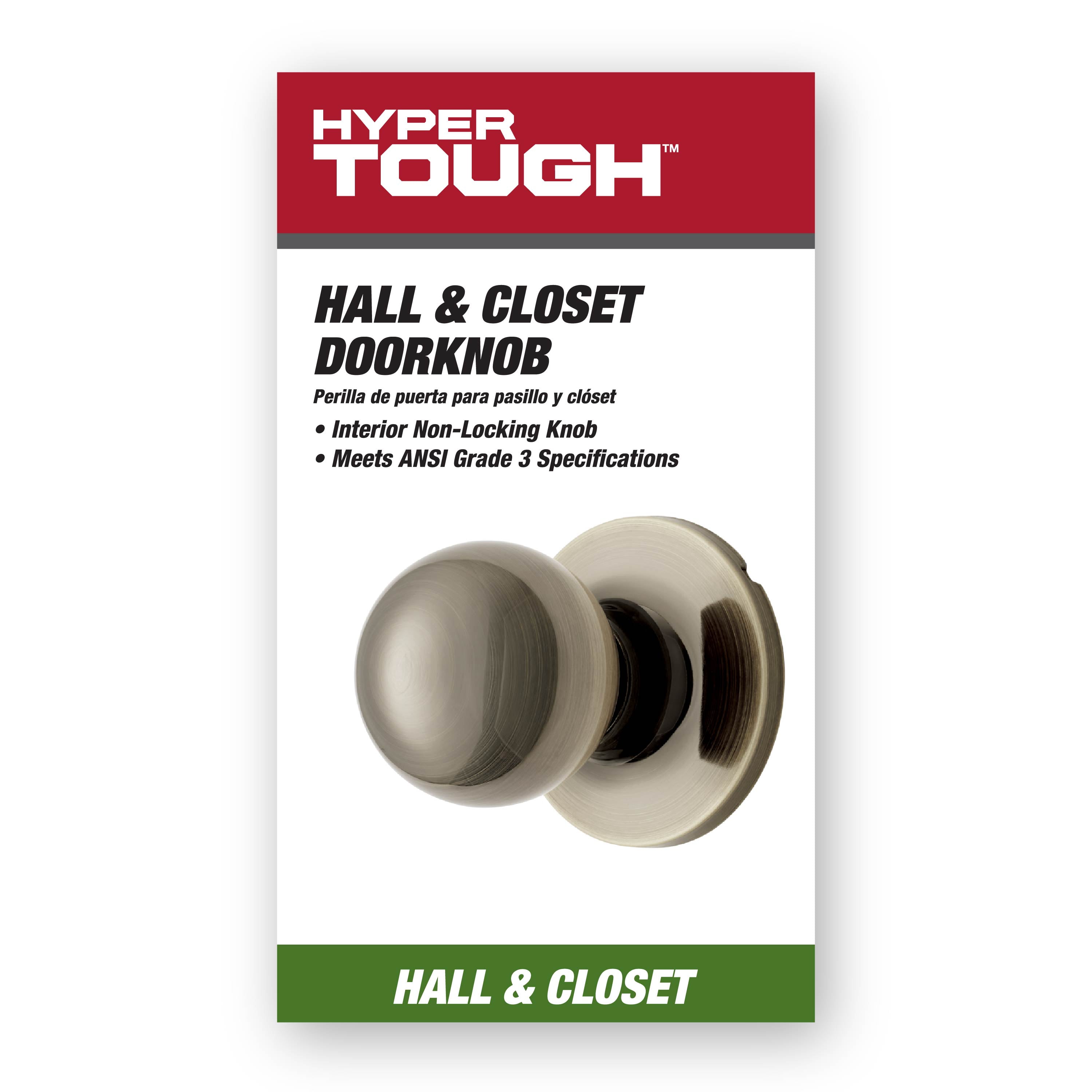 Hyper Tough Interior Non-Locking Ball Passage Hall & Closet Doorknob Antique Brass Finish