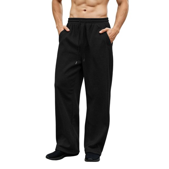 WJOSBXT Mens Baggy Sweatpants Solid Drawstring Wide Leg Pants 2026 Big and Tall Workout Sweat Pants Breathable Multi Pocket Lightweight Jogging Joggers 2XL