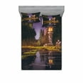 thumbnail image 2 of Ambesonne Landscape Fitted Sheet & Pillow Sham Set, Forest Night Swamp Art, Twinxl, Multicolor, 2 of 3