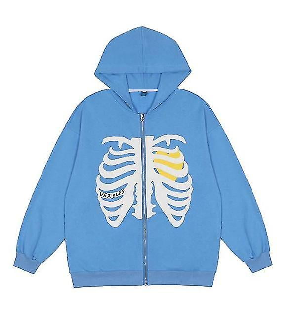 Skeleton Zip Up Hoodie For Women Men 