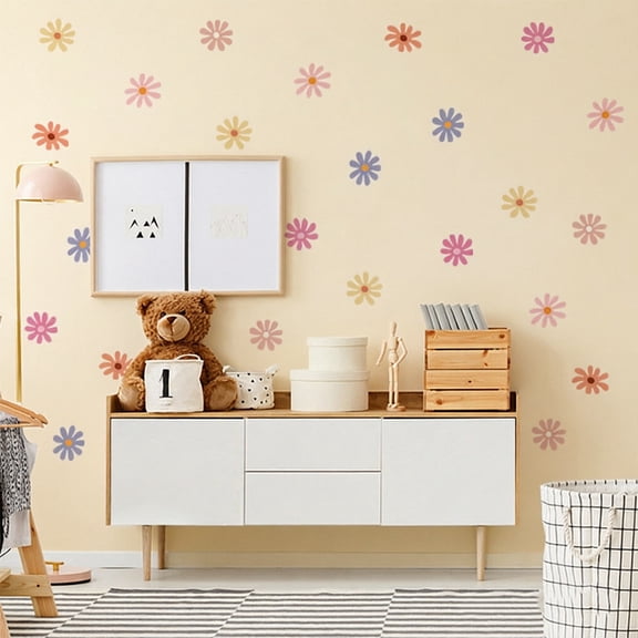 4Pcs Daisy Floral Children Nursery Wall Stickers Kids Baby Peel and Stick Room Decor