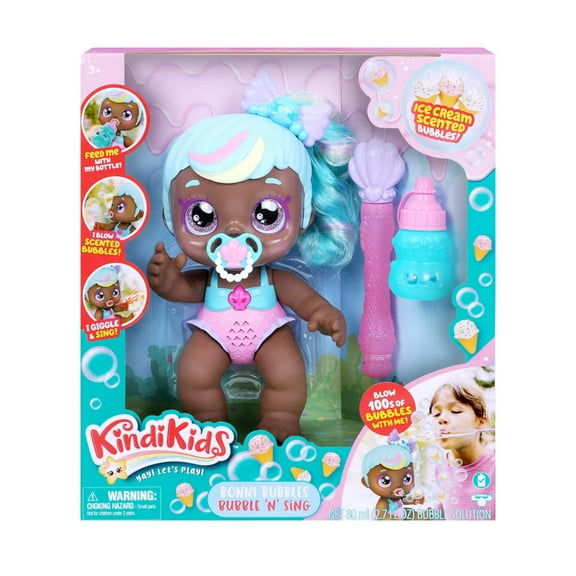 Kindi Kids Bonnie Bubbles and Sing, Electronic 6.5 inch doll and 2 Accessories, Preschool, Girls, Ages 3