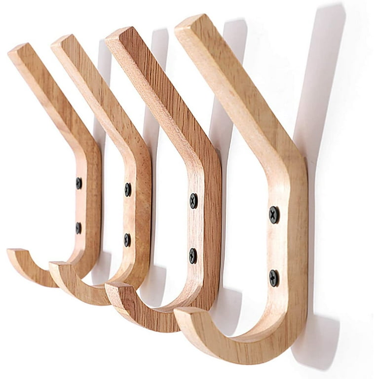 Wooden Wall Hooks 4 Pack Wooden Coat Decorative Hooks Wall Mounted