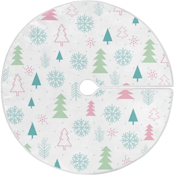 FMSHPON Christmas Tree Pattern Xmas Christmas Tree Skirt Stand Mat for Holiday Party Decoration Indoor Outdoor 48 inches