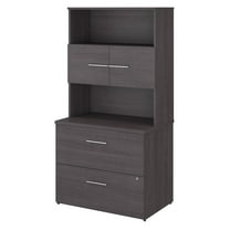 Office 500 Lateral File Cabinet with Hutch in Storm Gray - Engineered Wood
