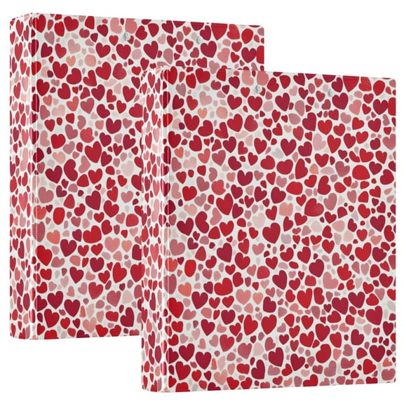 ALAZA Many Hearts Hardcover 3 Ring Binder 1.5" Round Rings Interior Pockets Binders Organizer 2 Pack