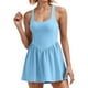 thumbnail image 1 of 2025 Vestido de tenis para mujer con pantalones cortos - Conjunto deportivo sin mangas, con cuello cuadrado y plisado, para hacer ejercicio, 1 of 5
