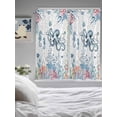 thumbnail image 3 of Octopus Coastal Bathroom Window Curtain, Beach Nautical Ocean Coral Seahorse Vintage Light Filtering Coffee Kitchen Curtains, Bedroom Living Room Curtains 2 Panel 84"x63", 3 of 6