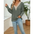 thumbnail image 4 of Lightweight Sweatshirts For Women Solid V Neck Long Sleeve Fall Tops Fashion Ribbled Knit Shirts Cogild, 4 of 6