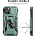 thumbnail image 2 of for iPhone 12/12 Pro Case with Slide Camera Cover Drop Tested Military Grade Heavy Duty Protective Durable Sturdy Rotate Ring Kickstand Phone Case for iPhone 12/12 Pro(Green), 2 of 14