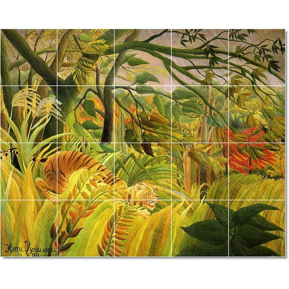 Ceramic Tile Mural-Jean-Jacques Rousseau Poster Art Tile Mural Modern Design. 60" w x 48" h using (20) 12 x 12 ceramic tiles