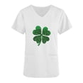thumbnail image 4 of lcziwo St Patricks Day Scrub Tops for Women Fashion Shamrock Graphic Irish Shirts V Neck Short Sleeve Nursing Uniform Scrubs White XXL, 4 of 5