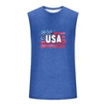 thumbnail image 3 of Mens Patriotic Tank Tops 4th of July Cutoff Graphic Gym Workout Tanks Workout Sleeveless Muscle Shirts Blue, XL, 3 of 5