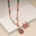 thumbnail image 4 of Boho Lapis Lazuli Jewelry Set for Women Handmade Natural Stone Beaded Long Necklace Earrings Set Amazonite Rhodochrosite Vintage Elegance Ideal Gift for Her, 4 of 6