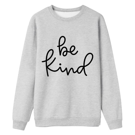 FYEGRE Ladies Off Shoulder Printed Sweatshirt Long Sleeve Round Neck Casual Fashion Top for Everyday Wear Women s Hoodless Sweatshirt Grey S