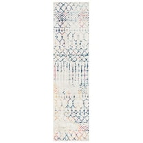 SAFAVIEH Tulum Glen Moroccan Geometric Runner, 2' x 19', Ivory/Blue