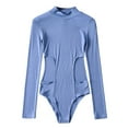 thumbnail image 4 of FAIWAD Long Sleeve Bodysuit for Womens Turtleneck Slim Stretch Ribbed Basic Solid Color Bodysuits, 4 of 5